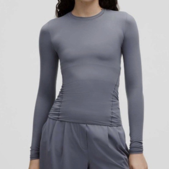 Lululemon Wundermost Ultra-Soft Nulu Crewneck Long-Sleeve Shirt Solar Grey L - Picture 1 of 4